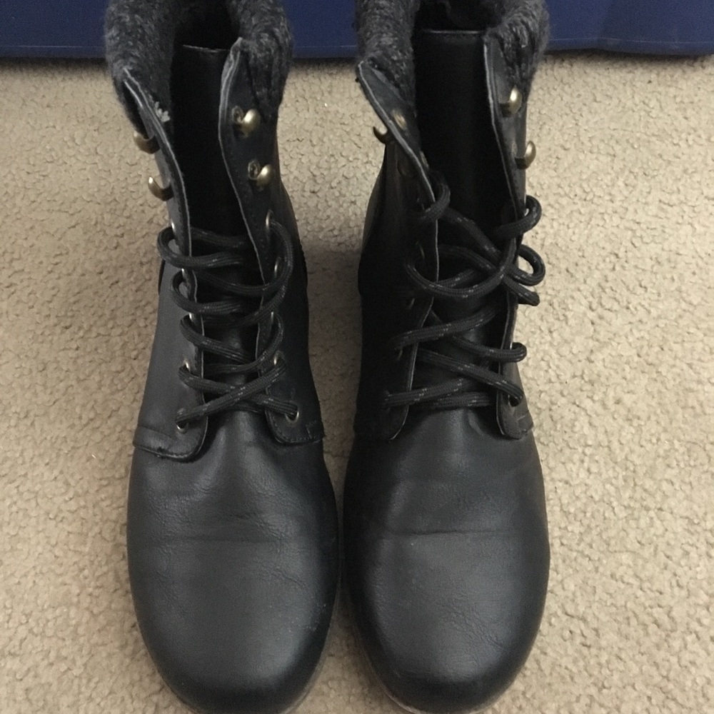 Black combat boots